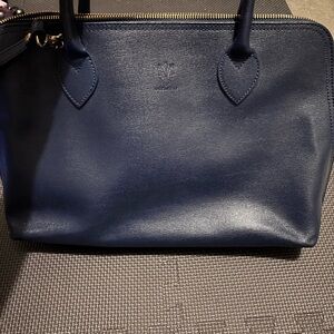 Stylish Navy Blue Leather Tote